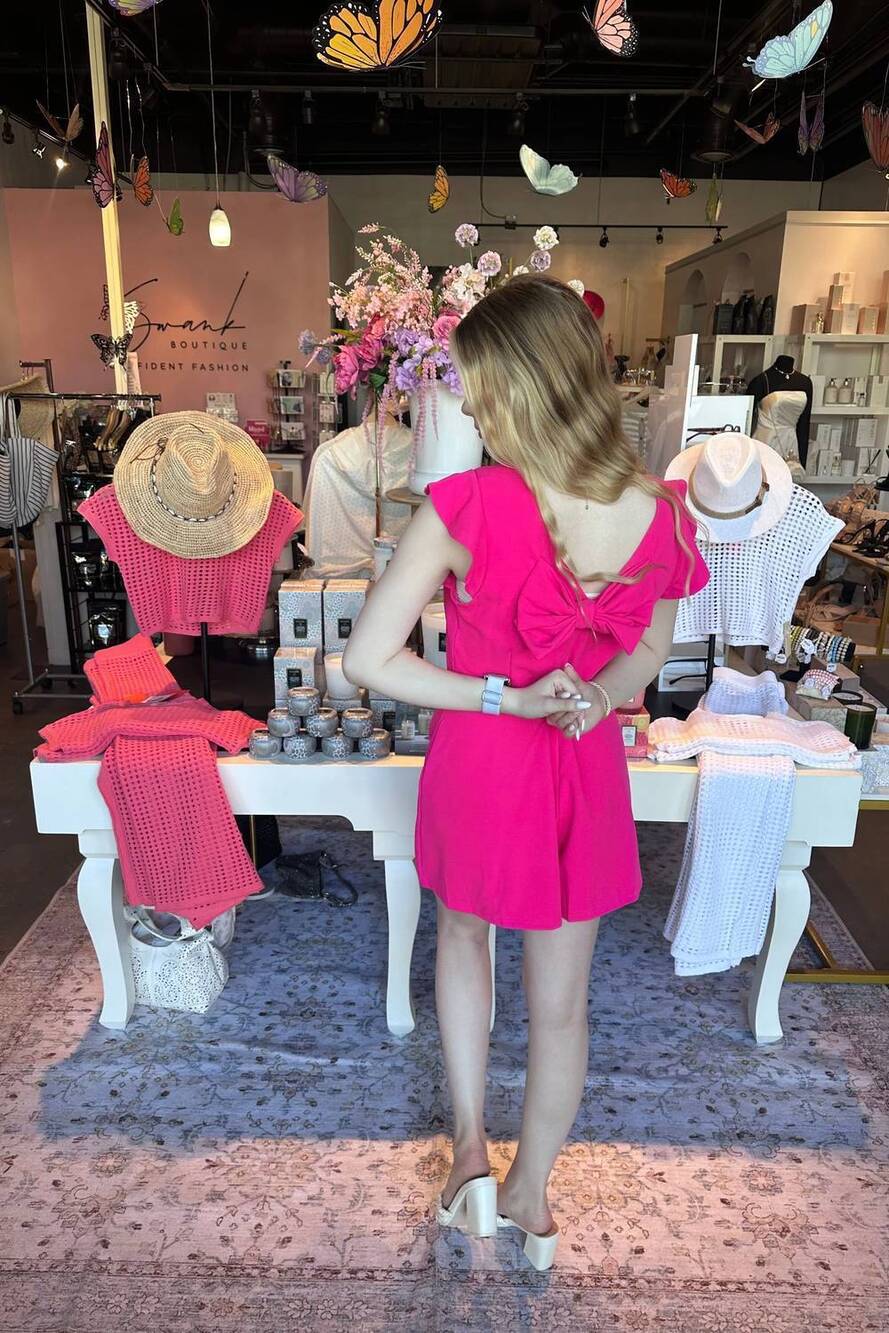 NEW SHE + SKY barbie short sleeves romper in hot pink - Picture 2 of 2